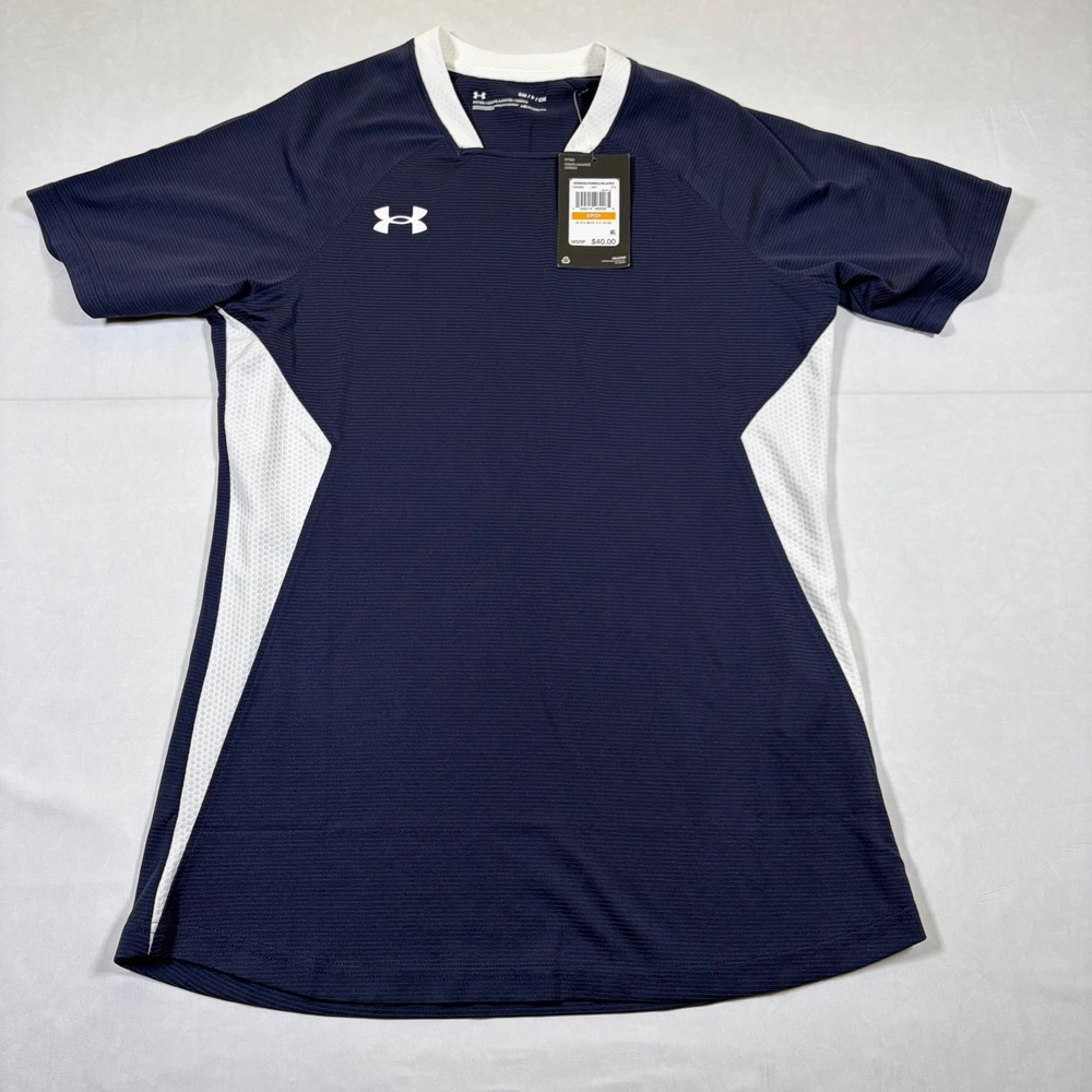 Under Armour Kids Navy White Match 2.0 Soccer Jersey 1364962 HeatGear Small